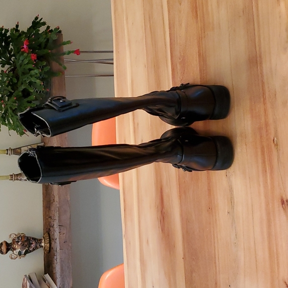 Crown Vintage wide calf  black leather riding boots size 6.5 - Picture 2 of 6